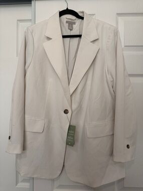 H&M Women's Cream Single-Button Blazer Jacket